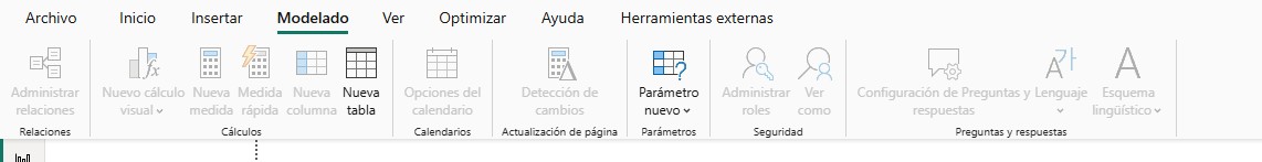 Pestaña Modelado del Ribbon