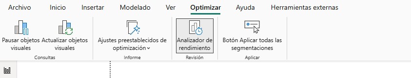Pestaña Optimizar del Ribbon