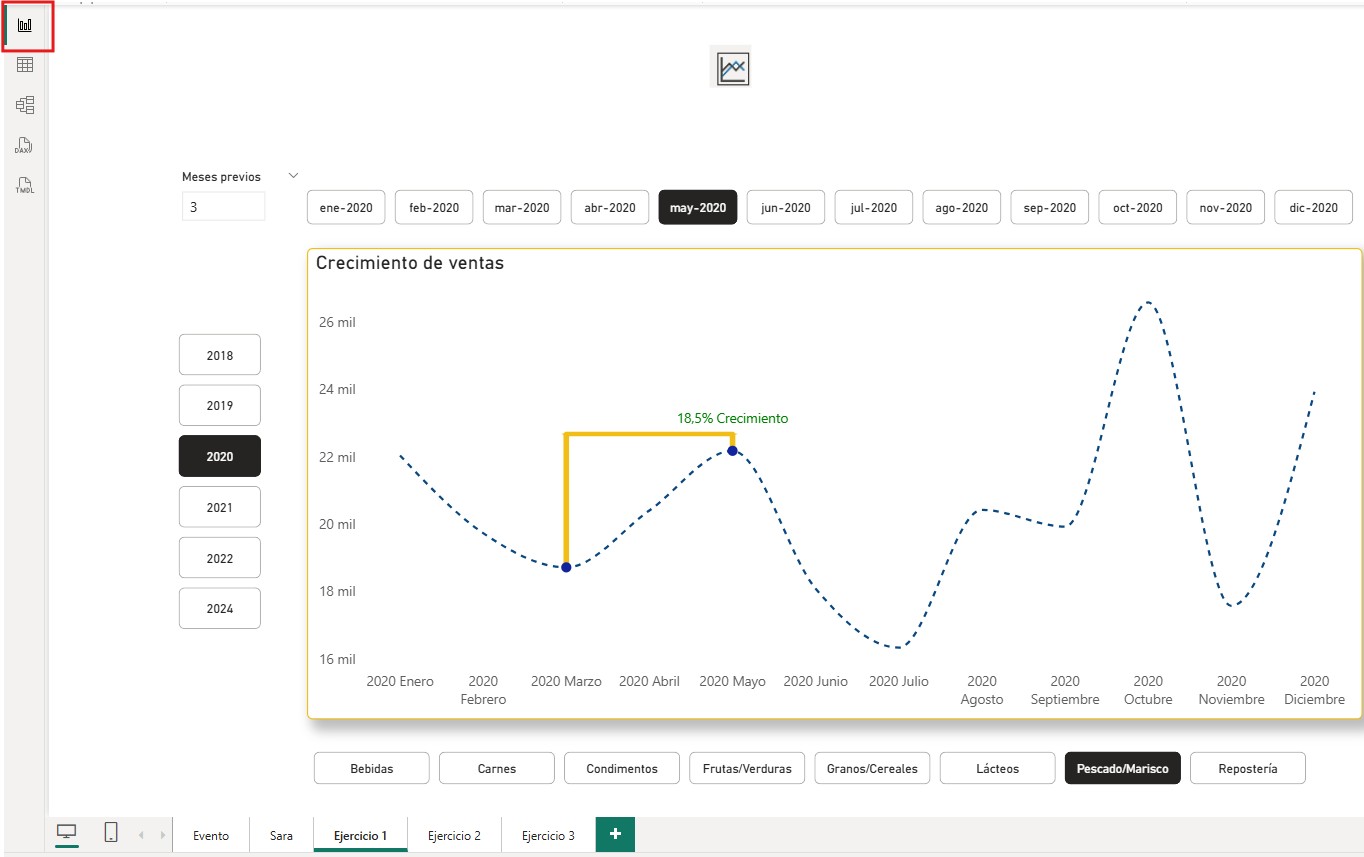 Vista de Informe en Power BI Desktop
